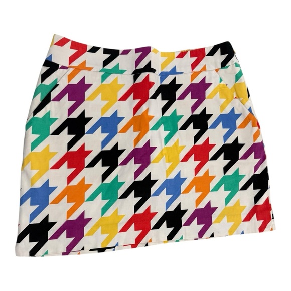 Loudmouth Dresses & Skirts - Loudmouth Ladies Multicolor Houndstooth Golf Skirt Size 6 Y2K Retro Stretch Mini